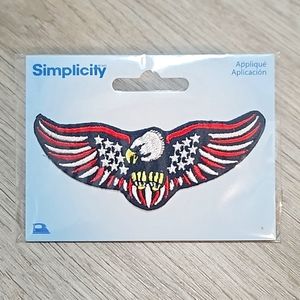 🇺🇸🦅Simplicity Iron On American Eagle with Flag Wings Applique Patch